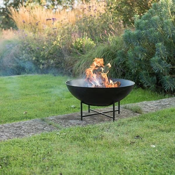 Iron Fire Pit Bowl With Cross Base - Image 3