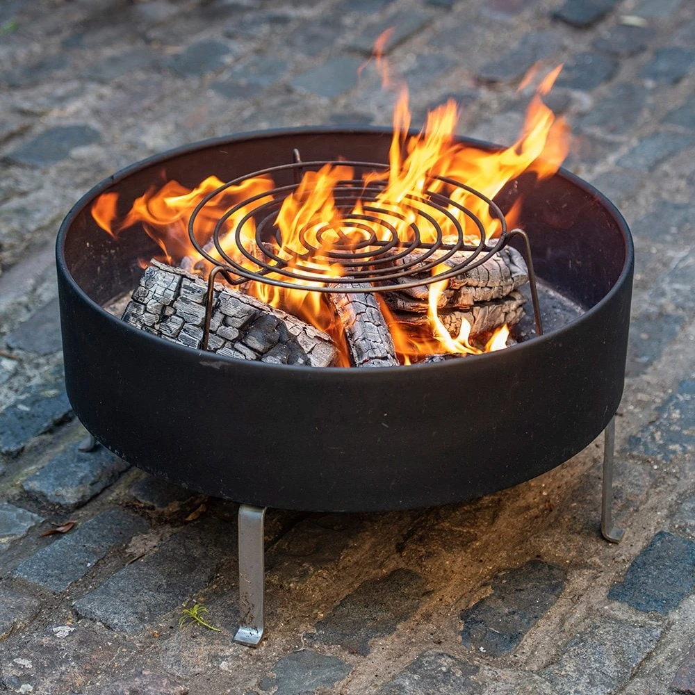 Fire Pit With Free Standing Cooking Grill - Stainless Steel Base - Image 4