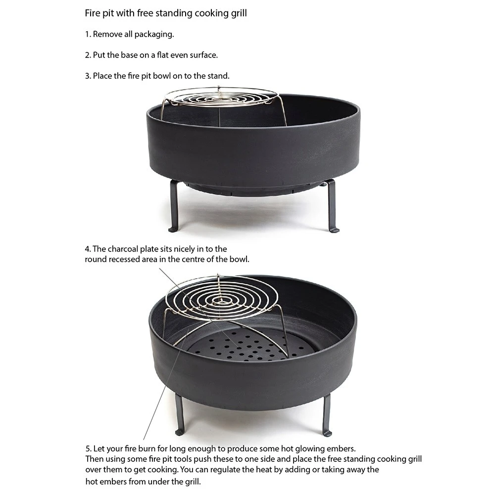 Fire Pit With Free Standing Cooking Grill - Stainless Steel Base - Image 6