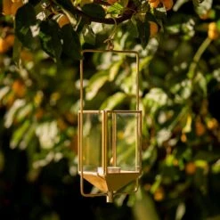 Hanging Tealight Lantern - Brass