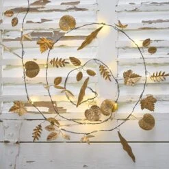 Gold Autumn Leaves Indoor Outdoor Battery Lights